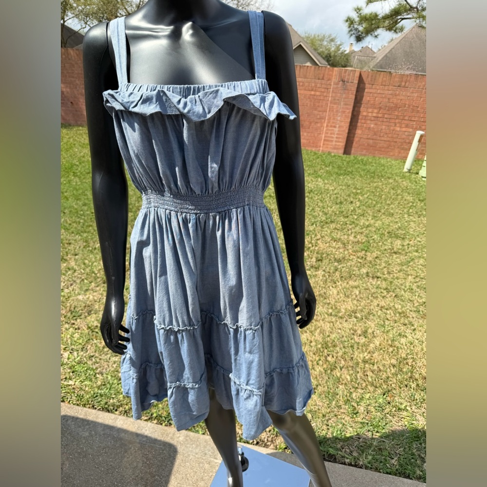 Pure Energy Blue Ruffled Women's Dress size 2 (14-16)